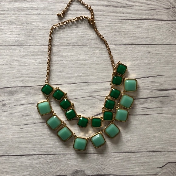 Green and Blue Square Necklace - Picture 2 of 4